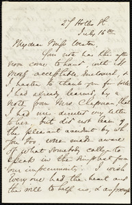 Letter from Abby Williams May, 27 Hollis St., [Boston?, Mass.], to Miss Weston, July 16, [not before 1863]