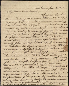 Letter from Increase S. Smith, Hingham, [Mass.], to Caroline Weston, Jan. 31, 1838