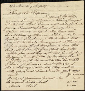 Letter from Edwin H. Coates to Maria Weston Chapman, 9th month 9th [day] 1839