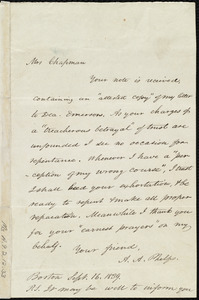 Letter from Amos Augustus Phelps, Boston, [Mass.], to Maria Weston Chapman, Sept. 16, 1839