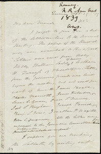 Letter from Edmund Quincy, Quincy, [Mass.], to Maria Weston Chapman, Sept. 29, [18]39