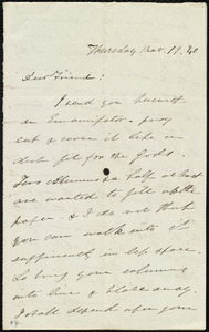Letter from Edmund Quincy to Maria Weston Chapman, Thursday, Mar[ch] 19, [18]40