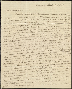 Letter from Edmund Quincy, Dedham, [Mass.], to Caroline Weston, July 9th, 1840