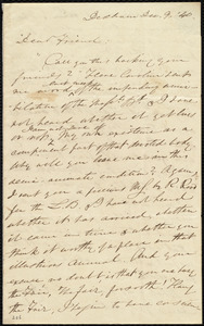Letter from Edmund Quincy, Dedham, [Mass.], to Maria Weston Chapman, Dec. 9, [18]40