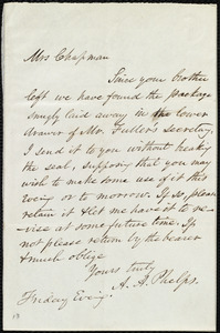 Letter from Amos Augustus Phelps to Maria Weston Chapman, Friday Evening [1840?]