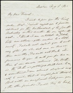 Letter from Edmund Quincy, Dedham, [Mass.], to Maria Weston Chapman, Aug. 6, 1841
