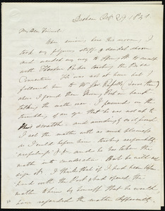 Letter from Edmund Quincy, Dedham, [Mass.], to Maria Weston Chapman, Oct. 29, 1841