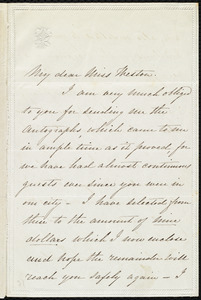 Letter from Elizabeth Rotch Arnold to Miss Weston, [1848?]