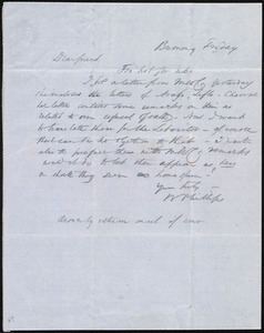 Letter from Wendell Phillips to Anne Warren Weston, Friday, [July 9, 1852?]