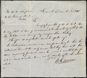 Letter from Jos. Cummins, Savannah, [GA], to Maria Weston Chapman, December 23, 1845