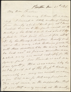 Letter from Edmund Quincy, Boston, [Mass.], to Caroline Weston, Mar[ch] 23rd, 1846