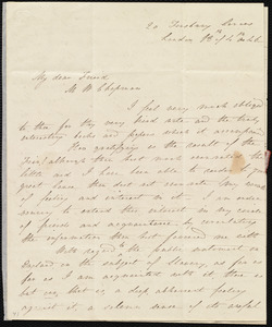 Letter from Hannah M. Bevan, 20 Finsbury Circus, London, [England], to Maria Weston Chapman, 13th [day] of 4th mo[nth] [18]46