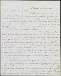 Letter from Lucretia Mott, Philad[elphi]a, [Penn.], to Maria Weston Chapman and Miss Weston, 7 mo[nth] 23rd [day] 1846