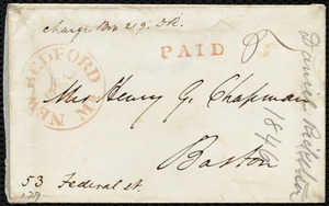 Envelope from Daniel Ricketson, [New Bedford, Mass.], to Maria Weston Chapman, [1846?]