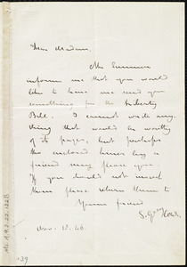 Letter from Samuel Gridley Howe to Maria Weston Chapman, Nov. 18, [18]46