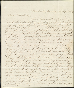 Letter from Evelina A. S. Smith, Dorchester, [Mass.], to Caroline Weston, Sunday eve[ning], Sept. 26, [18]47