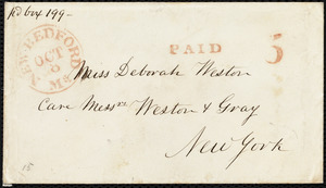 Letter from Joseph Ricketson, New Bedford, [Mass.], to Deborah Weston, 10th month 8th [day] 1847