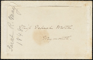 Letter from Sarah Russell May, Leicester, [Mass.], to Deborah Weston, Oct. 10, 1848
