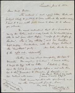 Letter from Samuel May, Leicester, [Mass.], to Miss Weston, June 6, 1850