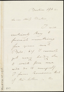Letter from Samuel Gridley Howe, Boston, [Mass.], to Anne Warren Weston, Sept. 21, [1851?]