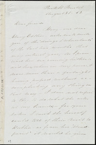 Letter from Sarah Pugh, Park St., Bristol, [England], to Maria Weston Chapman and Emma Forbes Weston, August 31, [18]52