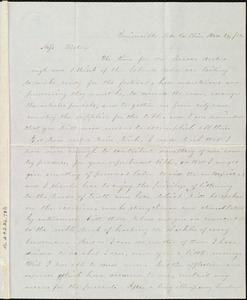 Letter from Clarissa G. Olds, Unionville Lake Co., Ohio, to Miss Weston, Nov. 29, / [18]52