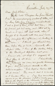 Letter from Samuel May, Leicester, [Mass.], to Miss Weston, July 29 / [18]54