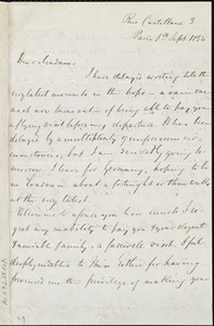Letter from Louis Alexis Chamerovzow, Rue Castellane 3, Paris, [France], to Maria Weston Chapman, 1st Sept. 1854