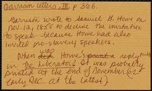 Typed transcript of letter from Wendell Phillips, [Boston?, Mass.], to Anne Warren Weston, [not before 1855 Nov. 12]