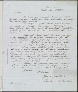 Letter from Charlotte A. Morton, Barossa Place, Perth, [Scotland], to Maria Weston Chapman, Nov. 3rd, 1857