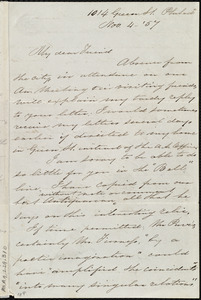 Letter from Sarah Pugh, 1014 Green St., Philad[elphia], [Penn.], to Maria Weston Chapman, Nov. 4, [18]57