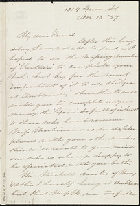 Letter from Sarah Pugh, 1014 Green St., [Philadelphia, Penn.], to Maria Weston Chapman, Nov. 13, [18]57
