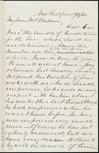 Letter from Joseph Ricketson, New Bedford, [Mass.], to Maria Weston Chapman, 1/19/[18]60