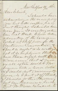 Letter from Joseph Ricketson, New Bedford, [Mass.], to Deborah Weston, 10/25[/]1861