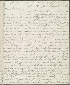 Letter from Joseph Ricketson, New Bedford, [Mass.], to Deborah Weston, 12th month 1st [day] 1861