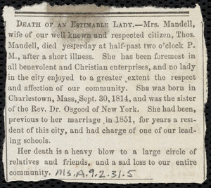 Letter from Joseph Ricketson, New Bedford, [Mass.], to Deborah Weston, 1st month 24th [day] 1862