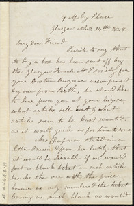 Letter from Mrs. Mary Welsh, 9 Apsley Place, Glasgow, [Scotland], to Anne Warren Weston, Nov'r 14th, 1848