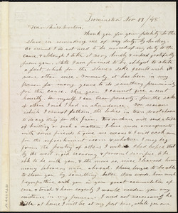 Letter from Frances H. Drake, Leominster, [Mass.], to Anne Warren Weston, Nov. 17 / [18]48