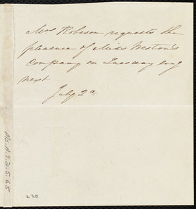 Letter from Mrs. Andrew Robeson to Miss Weston, July 2'd, [1861]