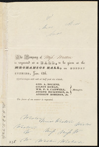 Invitation from Andrew Robeson to Miss Weston