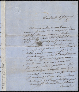 Letter from Victor Schoelcher to Maria Weston Chapman, Vendred, 6 Janvier [18]54(?)