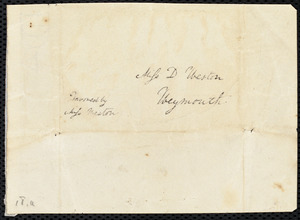 Letter from Mary H. Colman to Deborah Weston, July 17th, 1830