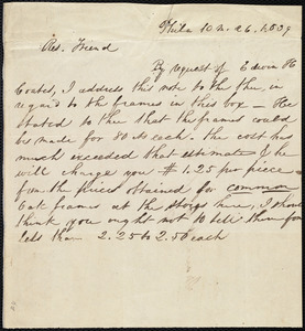 Letter from Edwin H. Coates, Phila[delphia], [Penn.], to Maria Weston Chapman, 10 m[onth] 26 [day] 1839