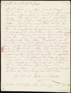 Letter from Edwin H. Coates, Trapp[e] Post office, Montgomery County, Pa., to Maria Weston Chapman, 9th month 12th [day] 1841
