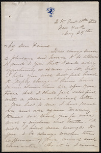 Letter from Martha Griffith Browne, 215 East 10th Street, New York, to Maria Weston Chapman, May 24th, [1865]