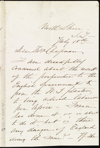 Letter from Sarah Blake Sturgis Shaw, North Shore, S[taten] I[sland], [NY], to Maria Weston Chapman, July 18th [185?]
