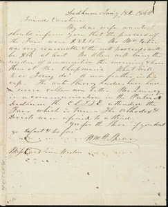 Letter from William H. Spear, Dedham, [Mass.], to Caroline Weston, Jan'y 18th, 1842