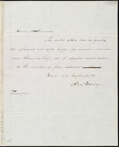 Letter from Benjamin Loring to Maria Weston Chapman, Tuesday [1842?]