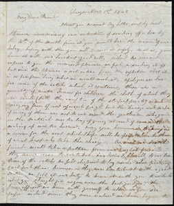 Letter from Mrs. Mary Welsh, Glasgow, [Scotland], to Maria Weston Chapman, Dec'r 1st, 1842