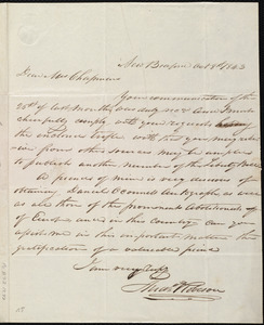 Letter from Andrew Robeson, New Bedford, [Mass.], to Maria Weston Chapman, Oct. 8th, 1843
